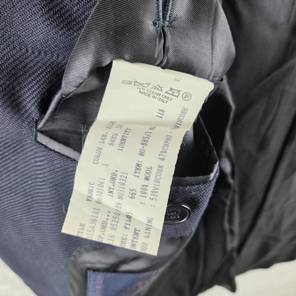 Loro Piana x Boggi Milano Blue Extra Fine Wool Twister Blazer Mens 50R Italy